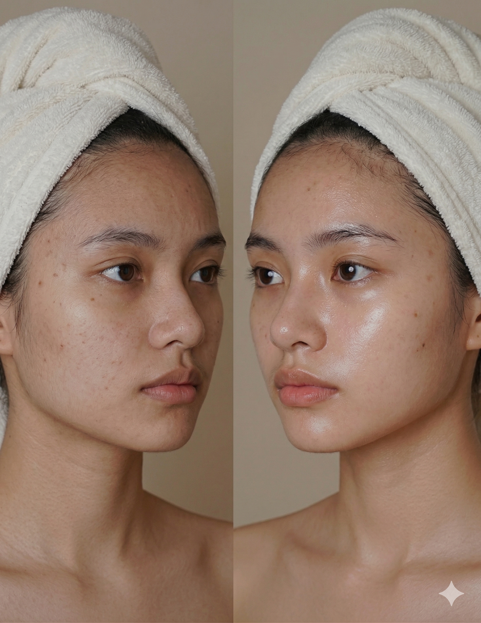 wajah perbezaan kulit kusam dan kulit sihat