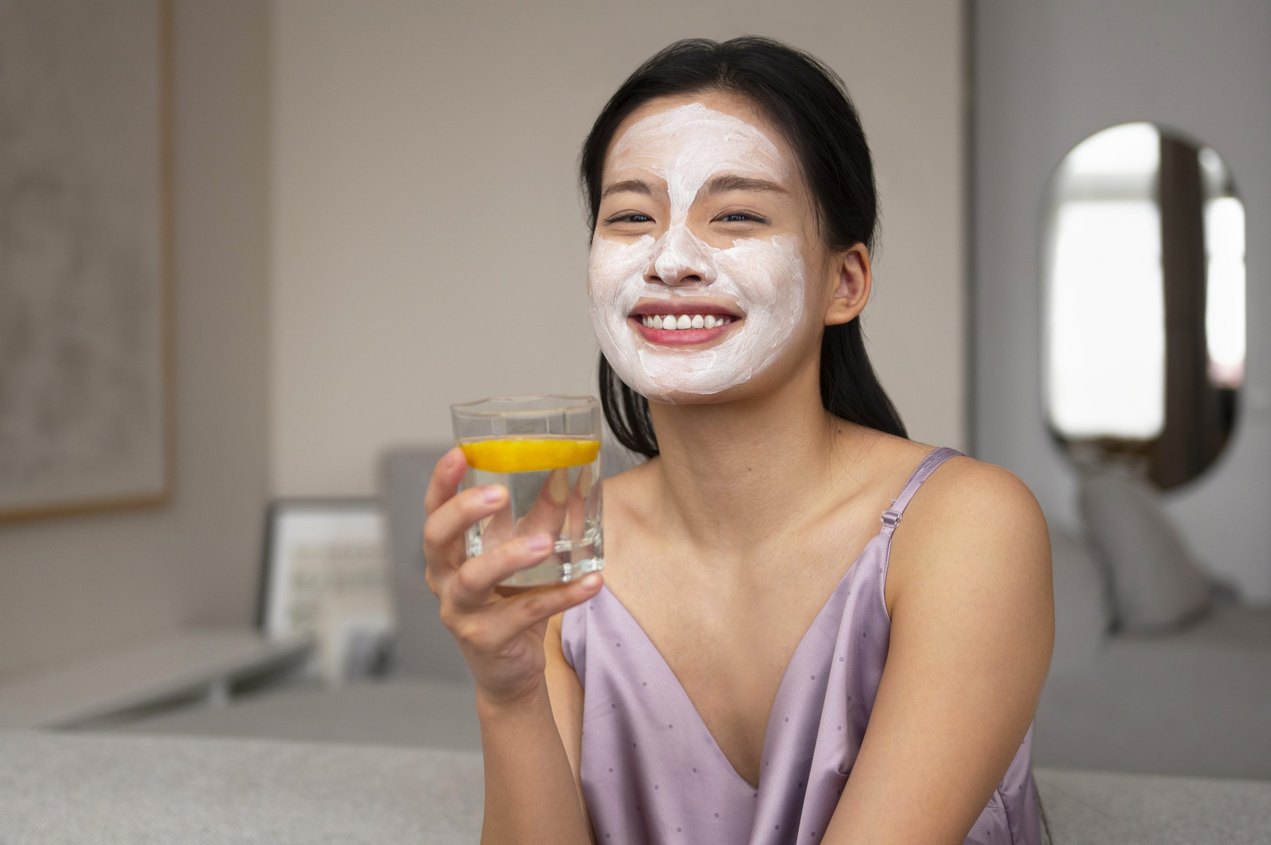 wanita asia dengan kulit kusam dan tidak berseri